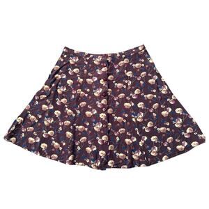 Eddie Bauer Women's VTG 90's Skirt Floral Burgundy Button Down Size 10